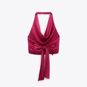 Zara Fuchsia Halter Crop Top